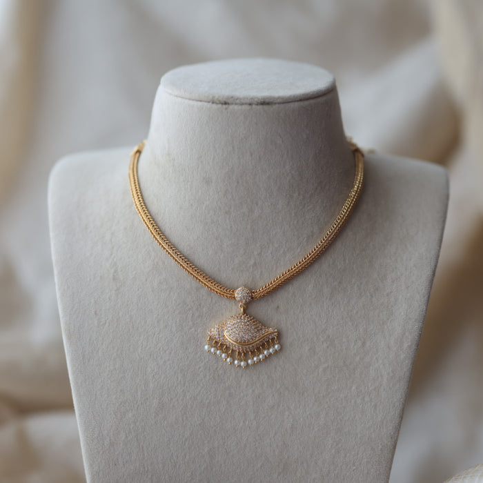 Heritage gold plated kodi design sangu pendant short necklace H3211