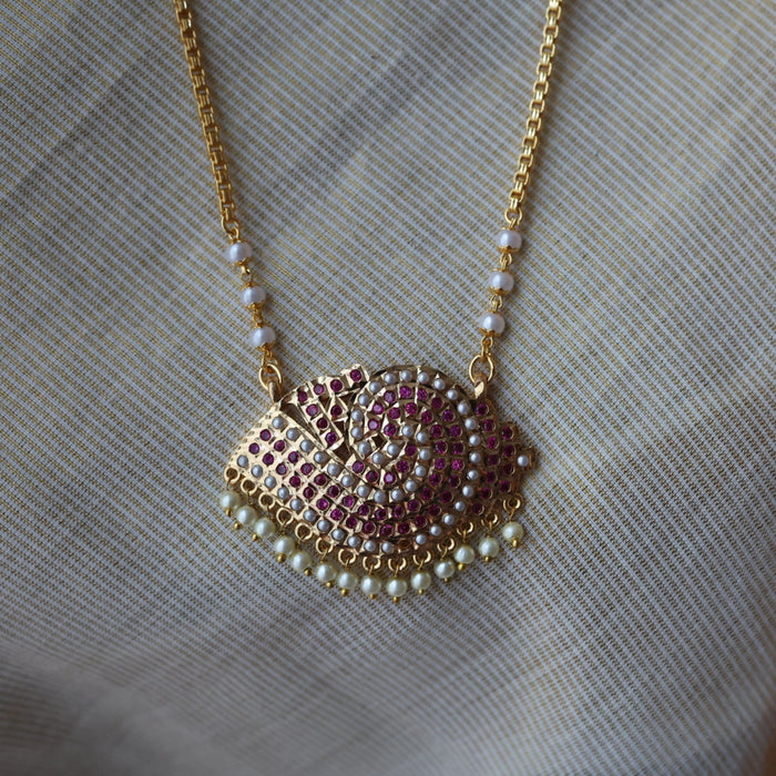 Heritage gold plated padakam long necklace HP51711