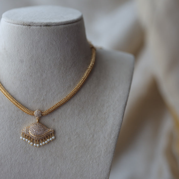 Heritage gold plated kodi design sangu pendant short necklace H3211
