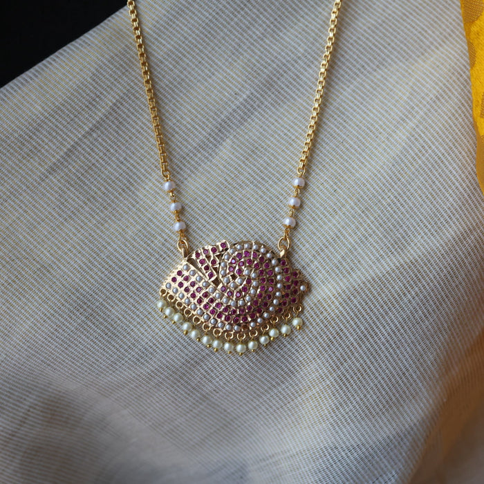 Heritage gold plated padakam long necklace HP51711