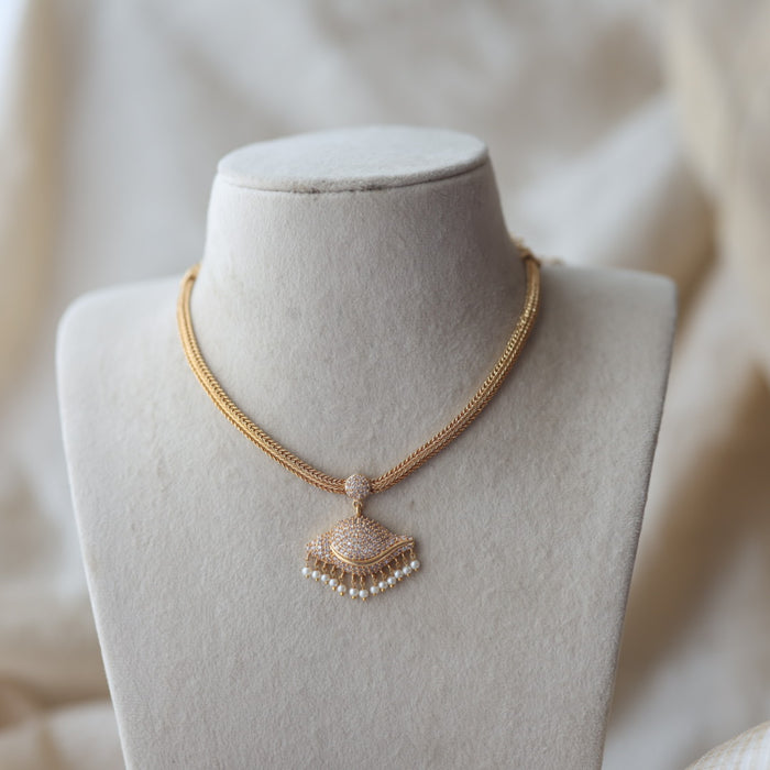 Heritage gold plated kodi design sangu pendant short necklace H3211