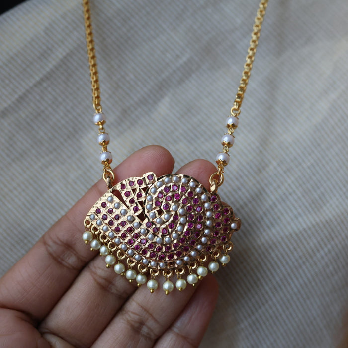 Heritage gold plated padakam long necklace HP51711
