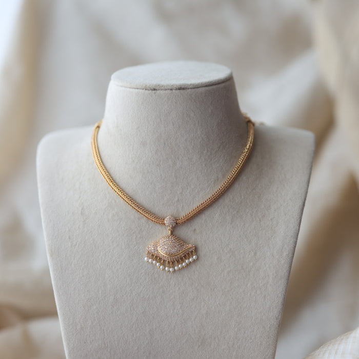 Heritage gold plated kodi design sangu pendant short necklace H3211