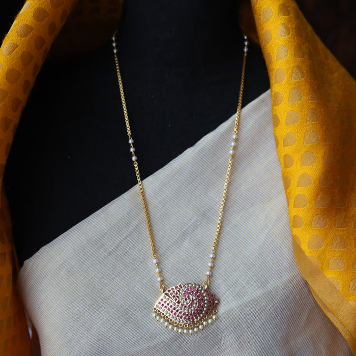 Heritage gold plated padakam long necklace HP51711