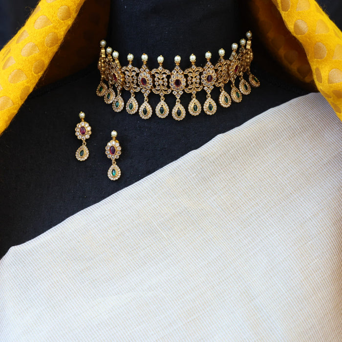 Antique choker necklace with earrings CCB1345