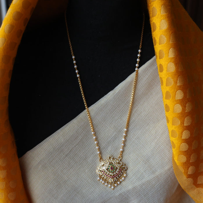 Heritage gold plated padakam long necklace HP51781