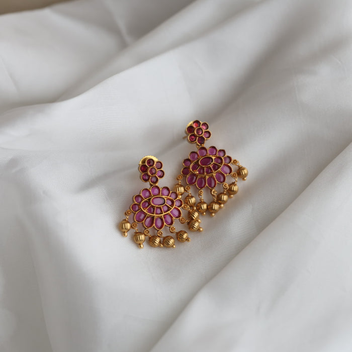 Antique ruby stone short necklace with earrings RUB1183