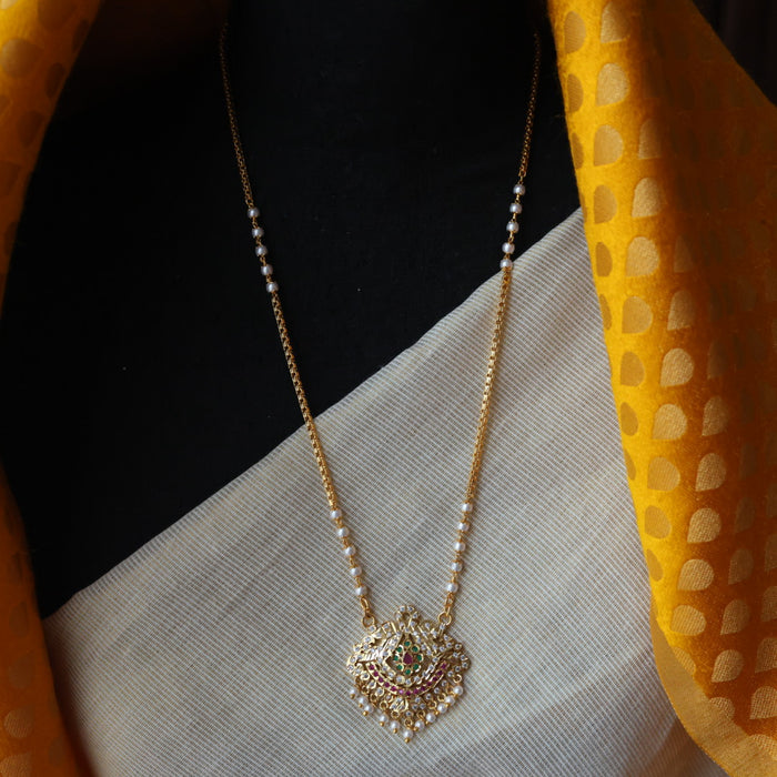 Heritage gold plated padakam long necklace HP51781
