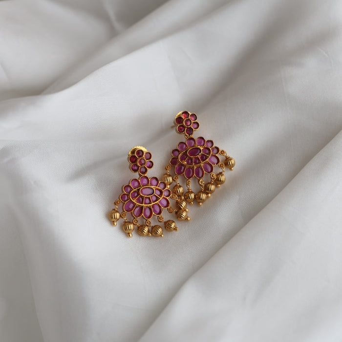 Antique ruby stone short necklace with earrings RUB1183