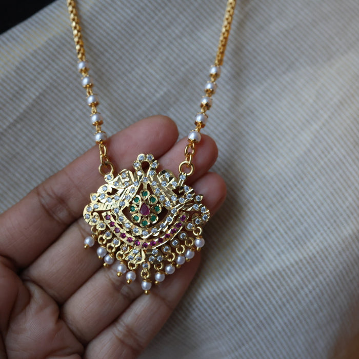 Heritage gold plated padakam long necklace HP51781