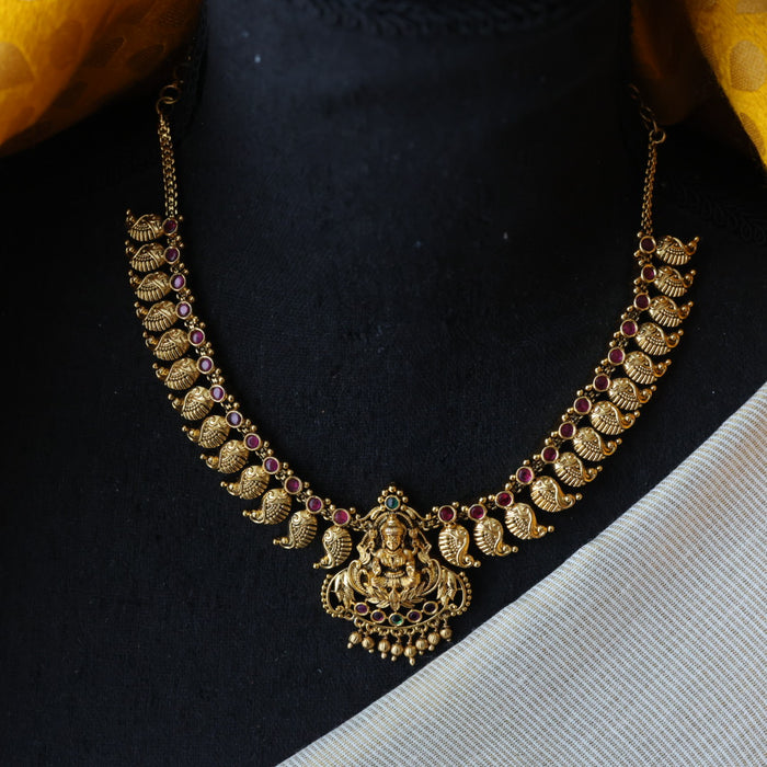Antique temple short necklace with earrings S1B1692