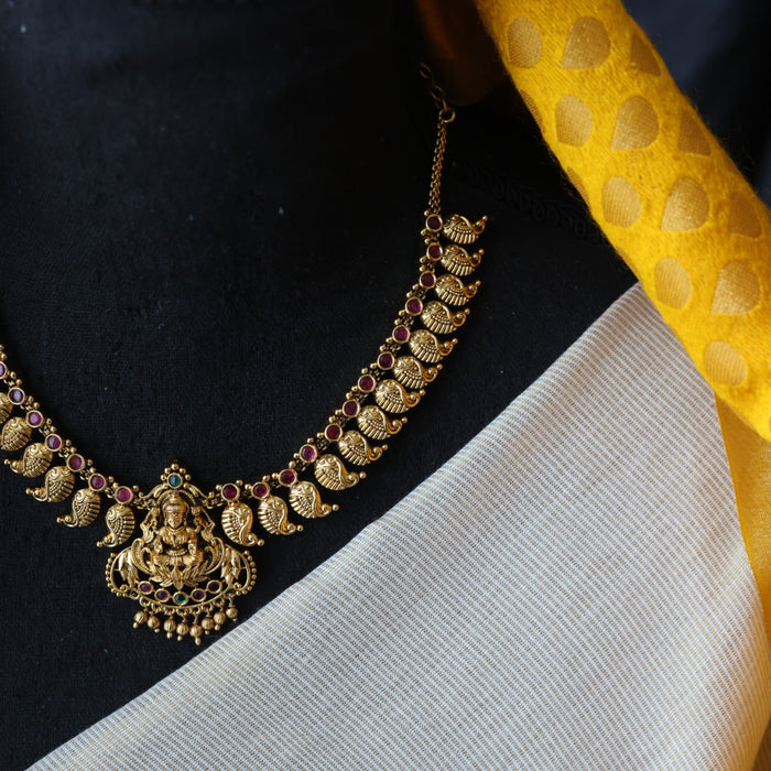 Antique temple short necklace with earrings S1B1692