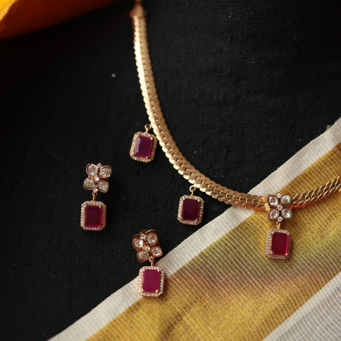 Minimal short necklace with earrings MS101