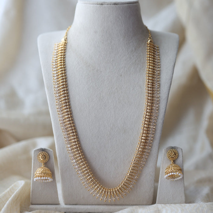 Heritage gold plated long necklace with earrings HL3222