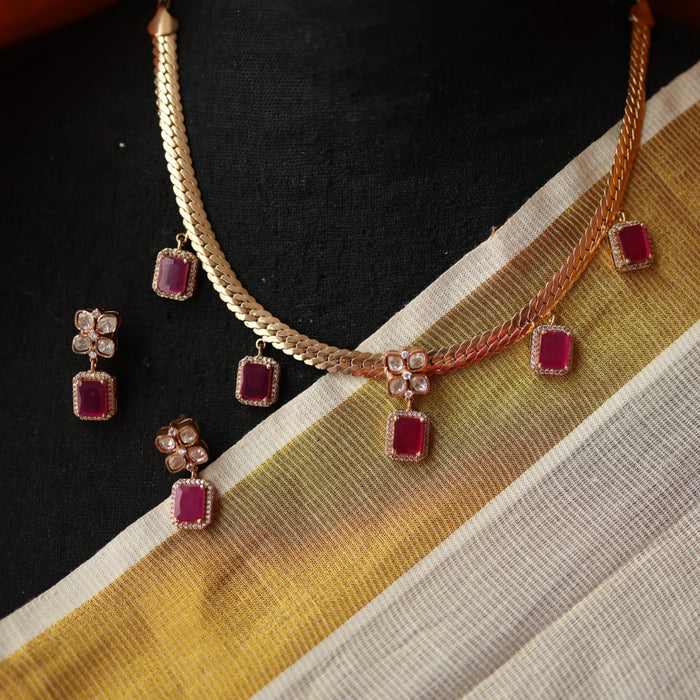 Minimal short necklace with earrings MS101