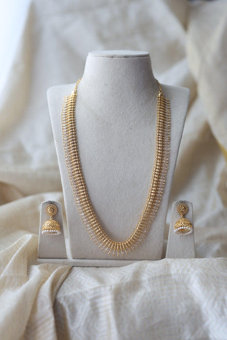 Heritage gold plated long necklace with earrings HL3222