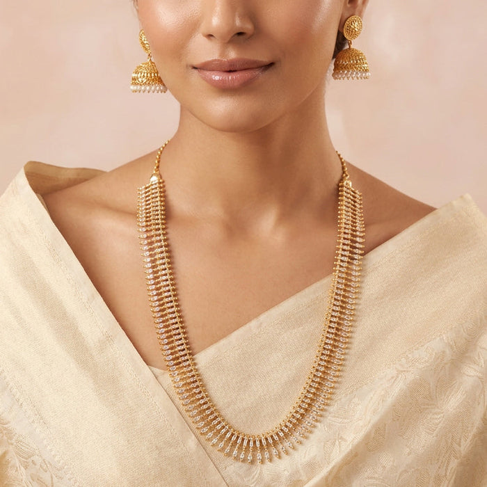 Heritage gold plated long necklace with earrings HL3222