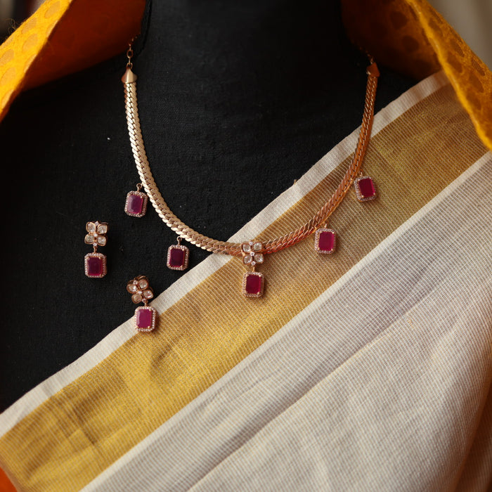 Minimal short necklace with earrings MS101