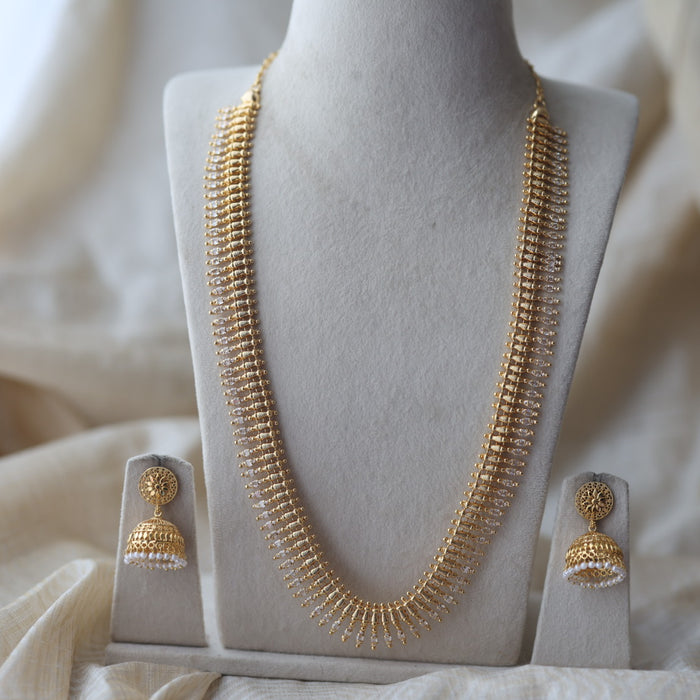 Heritage gold plated long necklace with earrings HL3222