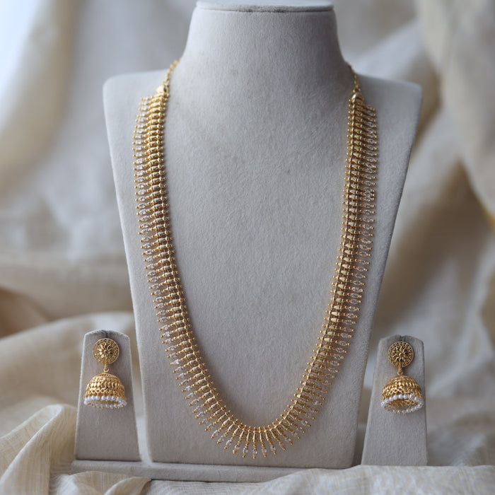 Heritage gold plated long necklace with earrings HL3222