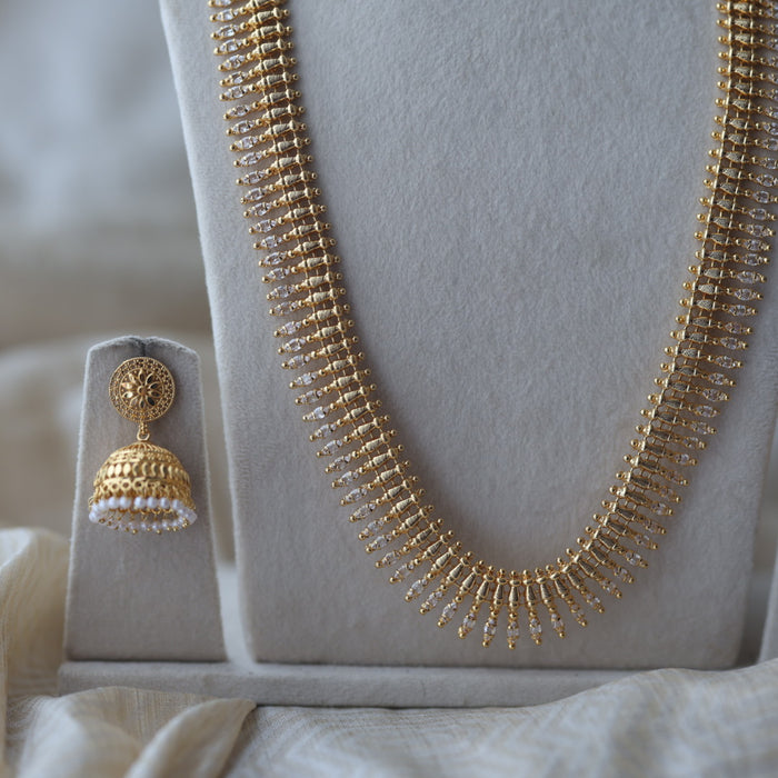 Heritage gold plated long necklace with earrings HL3222