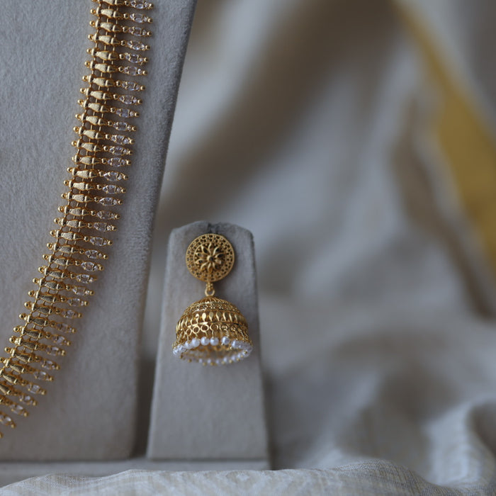 Heritage gold plated long necklace with earrings HL3222