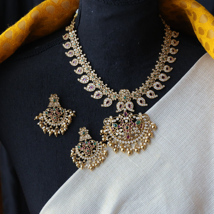 Antique mango short necklace with earrings S1B1536