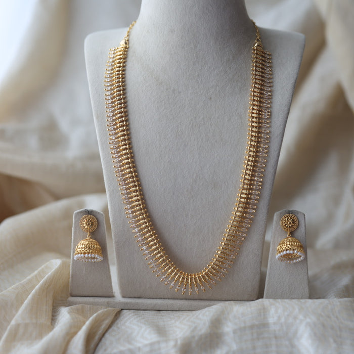 Heritage gold plated long necklace with earrings HL3222