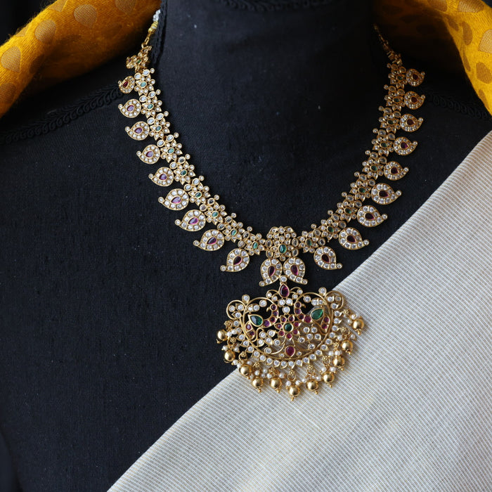 Antique mango short necklace with earrings S1B1536