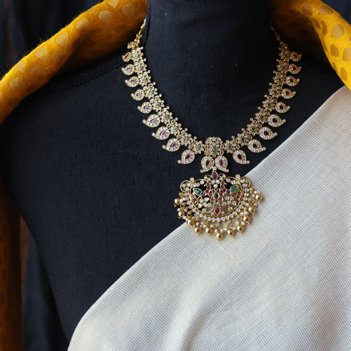 Antique mango short necklace with earrings S1B1536