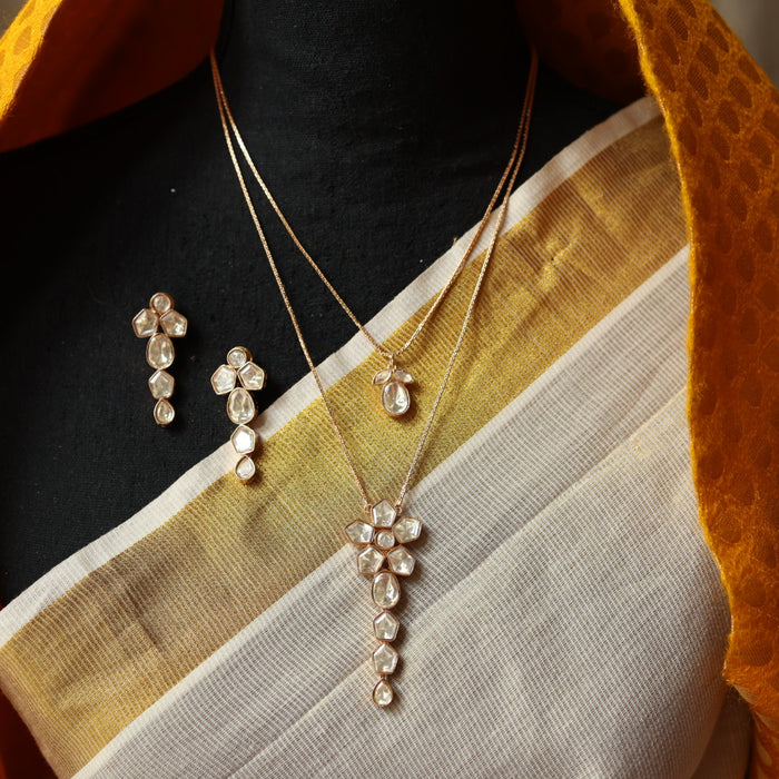 Minimal kundan layer necklace with earrings MS103