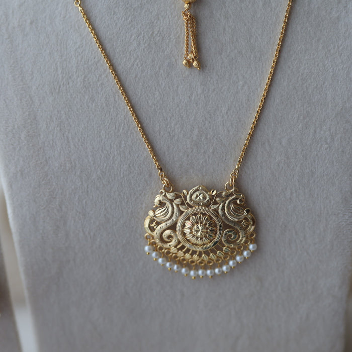 Heritage gold plated padakam long and short necklace set HPS1532