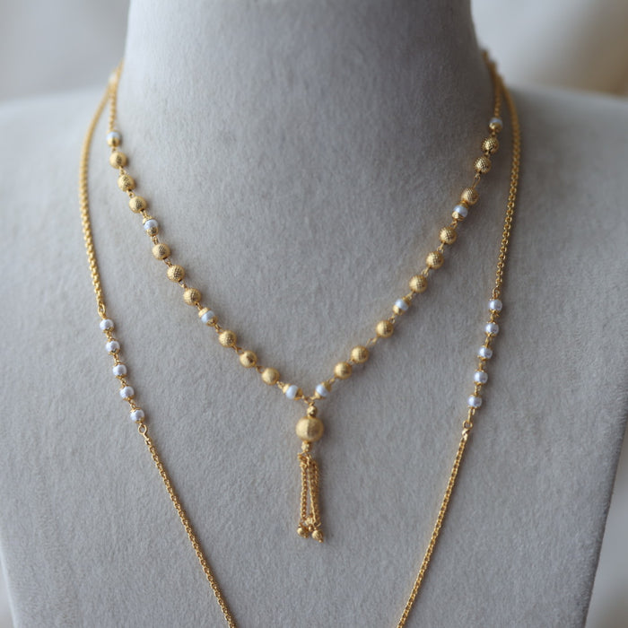 Heritage gold plated padakam long and short necklace set HPS1532