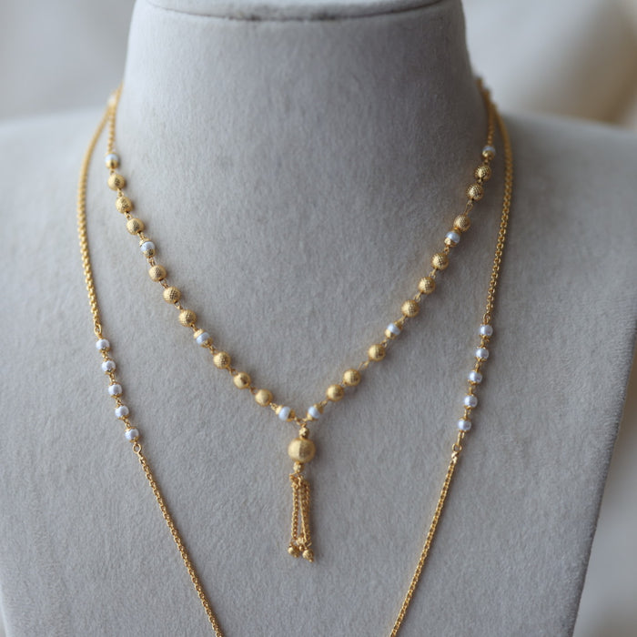 Heritage gold plated padakam long and short necklace set HPS1532