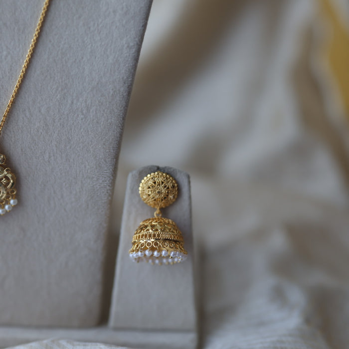 Heritage gold plated padakam long and short necklace set HPS1532