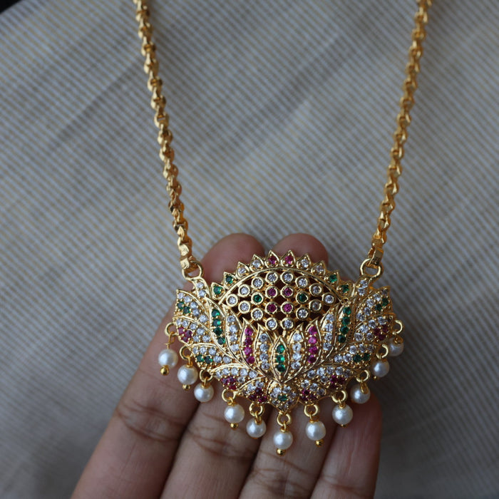 Heritage gold plated padakam long necklace HP524