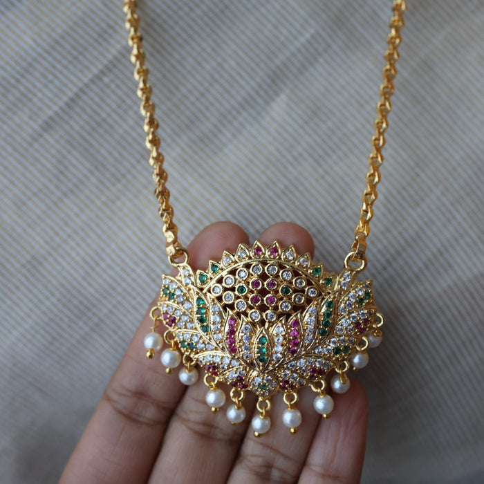 Heritage gold plated padakam long necklace HP524