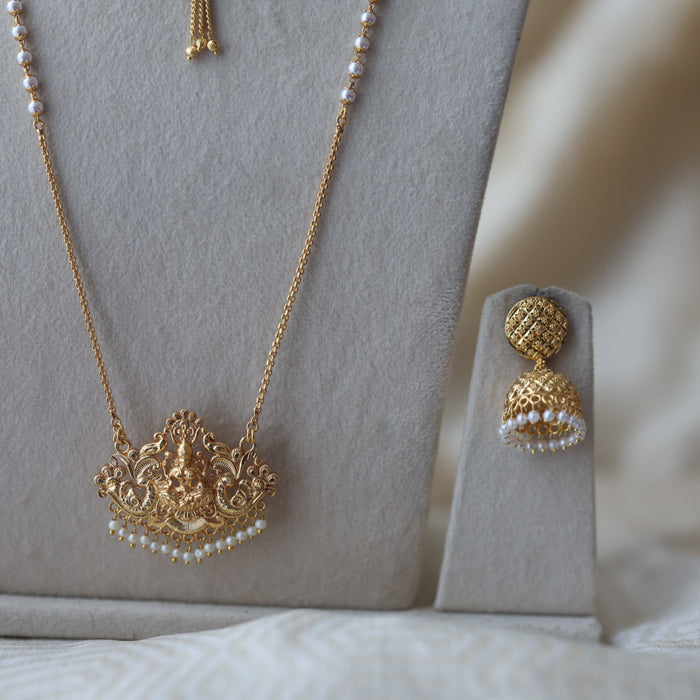 Heritage gold plated padakam long and short necklace set HPS1512