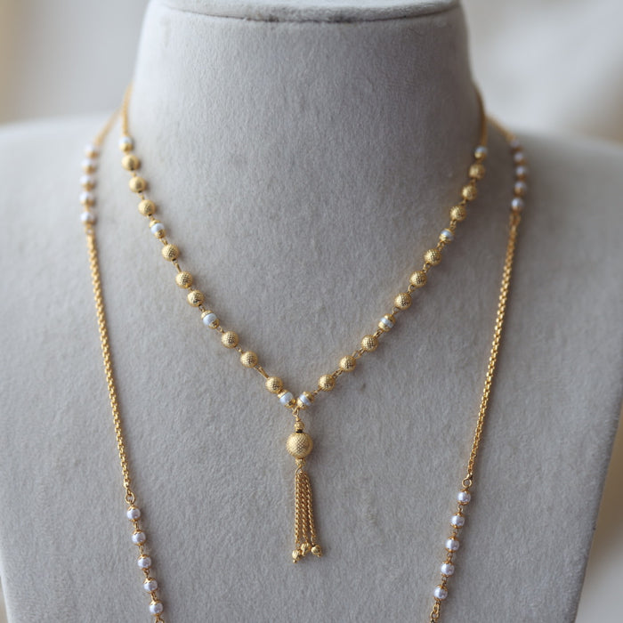 Heritage gold plated padakam long and short necklace set HPS1512