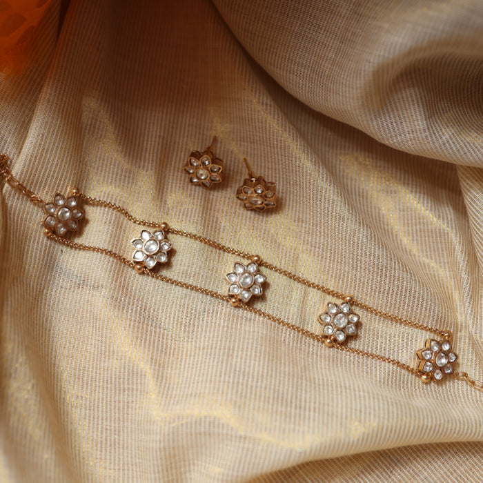 Minimal kundan choker necklace with earrings MS105