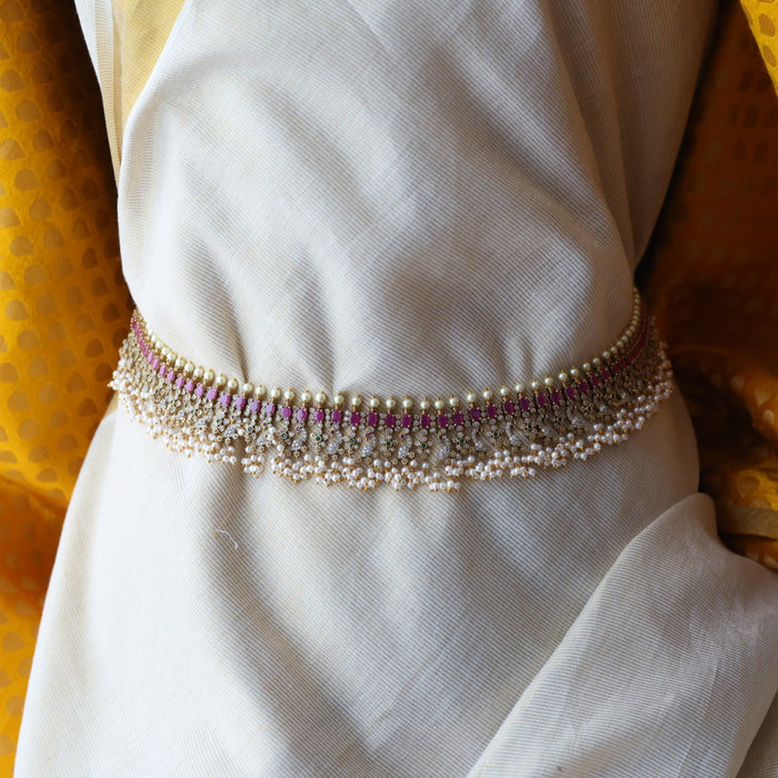 Antique gold and pearl floral design waistchain AW4989