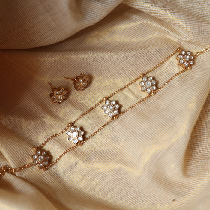 Minimal kundan choker necklace with earrings MS105