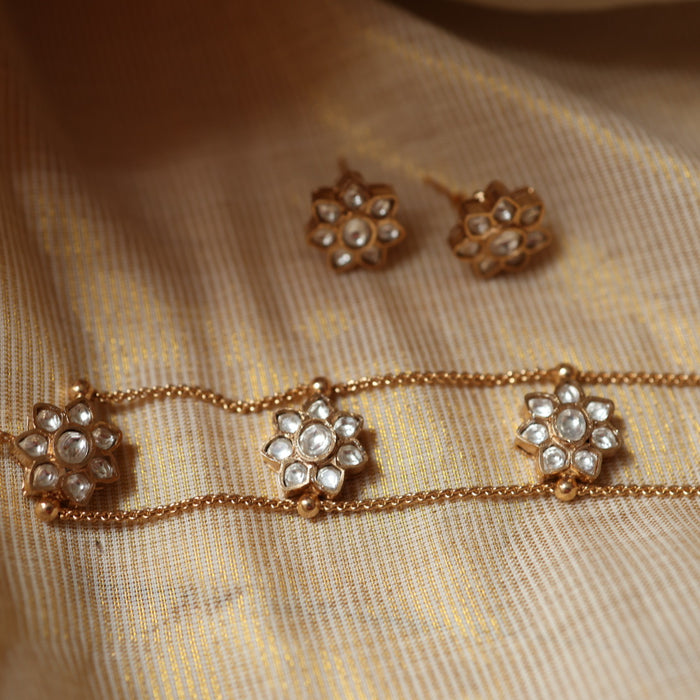Minimal kundan choker necklace with earrings MS105