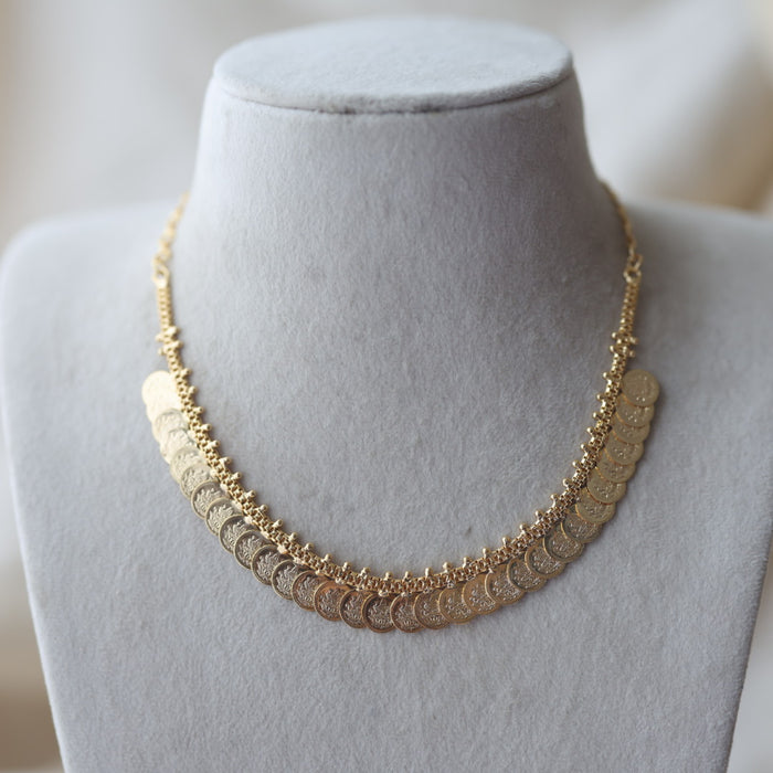 Heritage gold plated coin design short necklace H12003