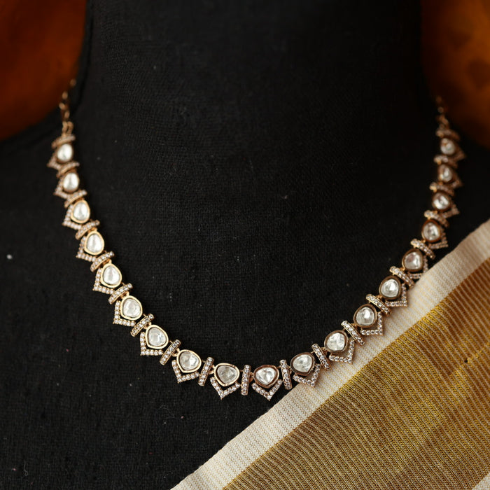 Minimal kundan short necklace with earrings MS106