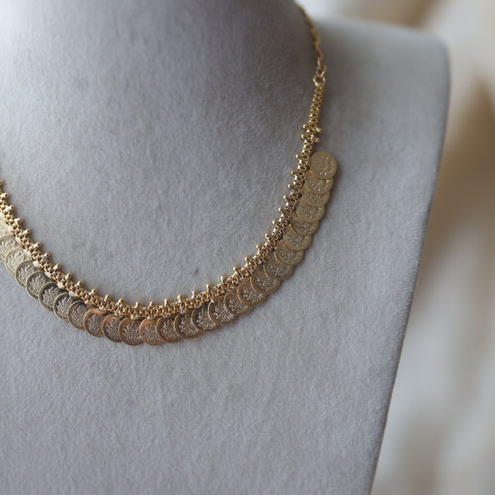 Heritage gold plated coin design short necklace H12003