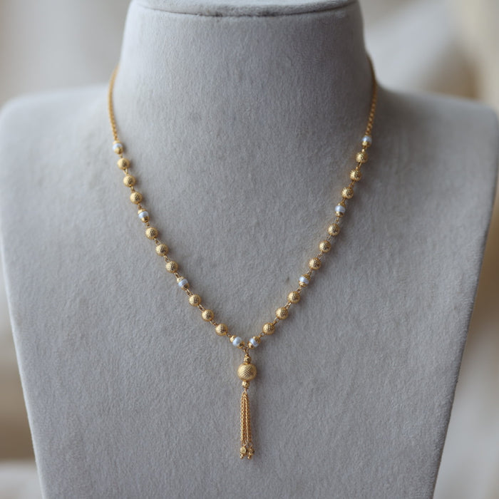 Heritage gold plated pearl short necklace H12003