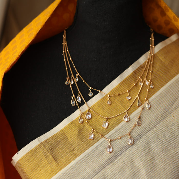 Minimal kundan layer necklace with earrings MS1066
