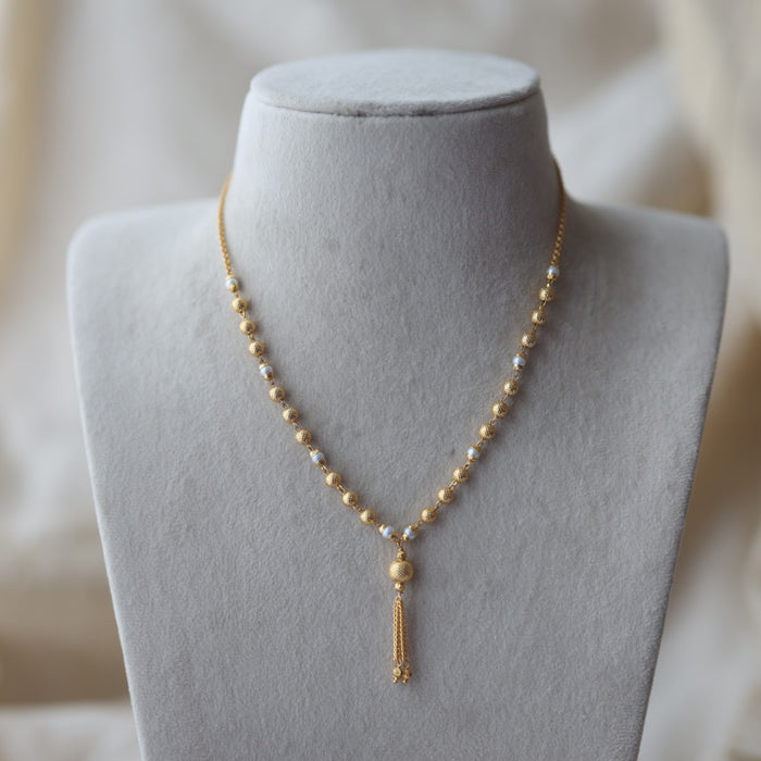 Heritage gold plated pearl short necklace H12003