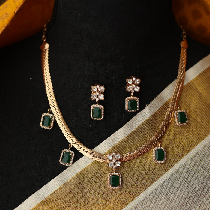 Minimal kundan short necklace with earrings MS107